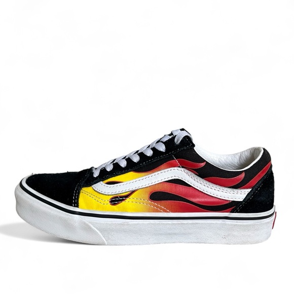 Vans Off the Wall Old Skool Flame Shoe Sneaker Black Suede Flames Womens US 7.5 - Picture 7 of 11